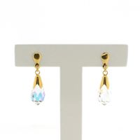 Gold stud earrings with crystal