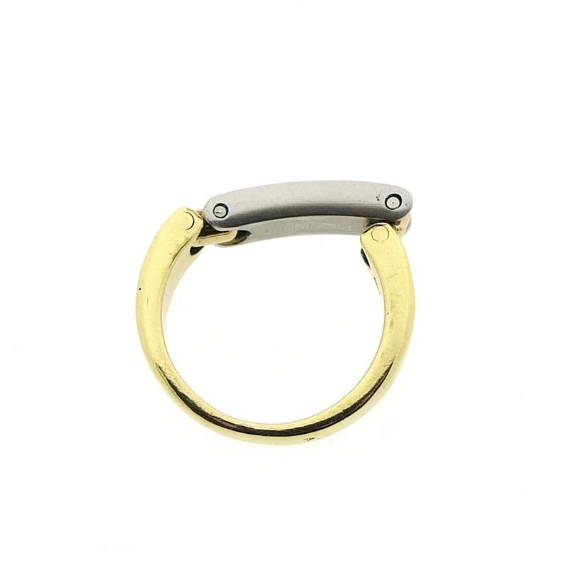 Image 6 of Pequignet two-tone gold ring with steel and diamond; 0.06 ct.
