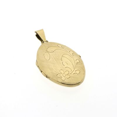 Image 2 of Vintage gold locket pendant; Floral design