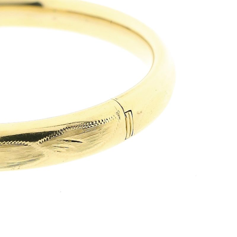Image 4 of Gold Slave Bracelet with Engravings; Size M