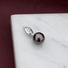 Image 2 of White gold pendant with Tahitian pearl and diamond; 0.01 ct.