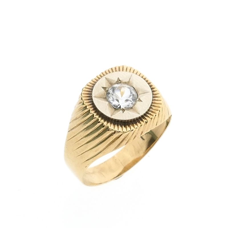Image 1 of 8 carat large men's signet ring with zirconia