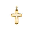 Image 3 of Bicolor Gold Cross Pendant with Engraved Corpus