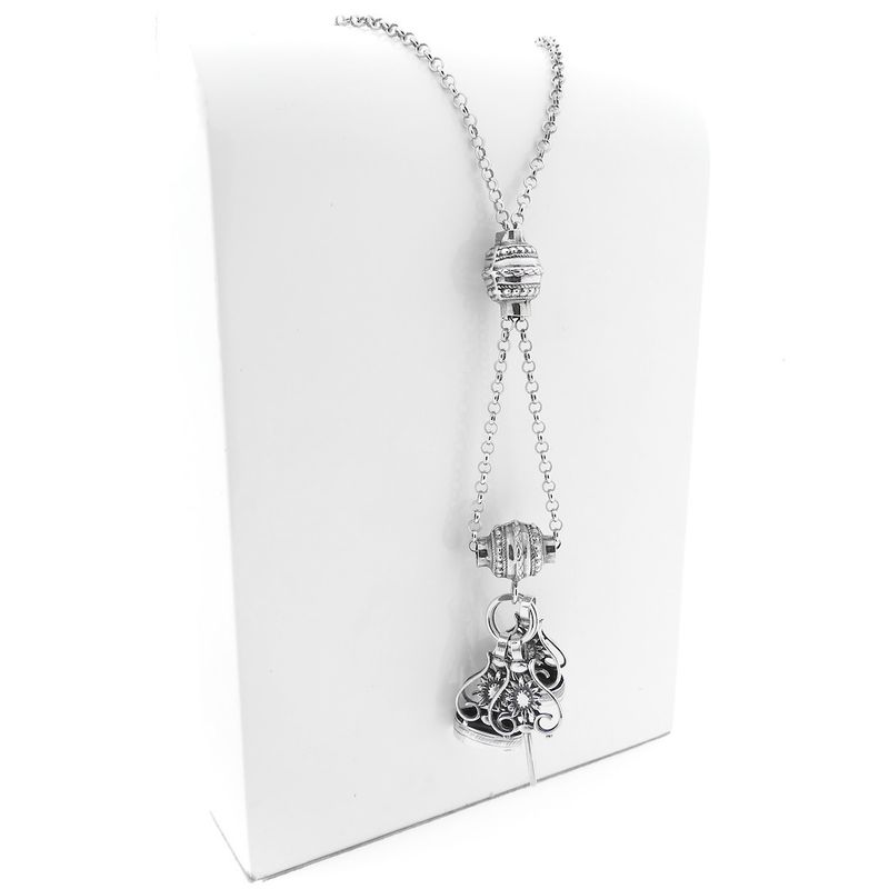 Image 3 of Antique silver watch chain with two signets and watch key | 62 cm