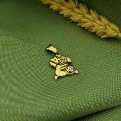 Image 2 of Gold pendant of two dogs with zirconia