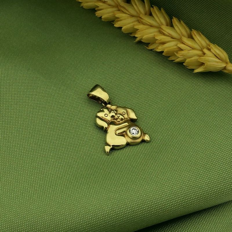 Image 2 of Gold pendant of two dogs with zirconia