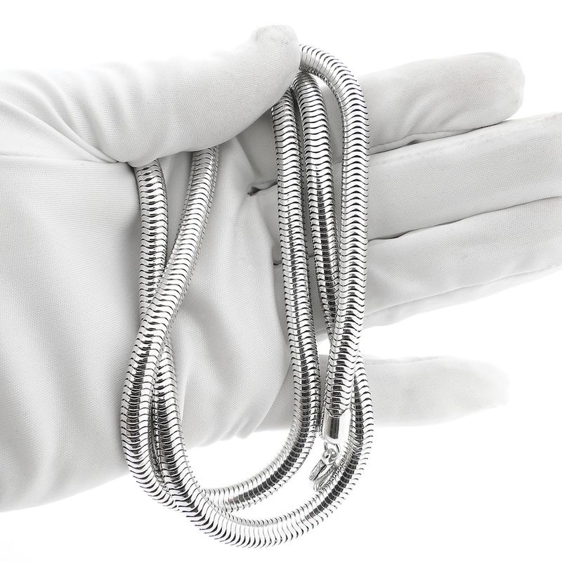 Image 9 of Long silver snake link necklace