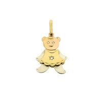 Tricolor gold pendant of a bear with diamond; 0.015 ct.