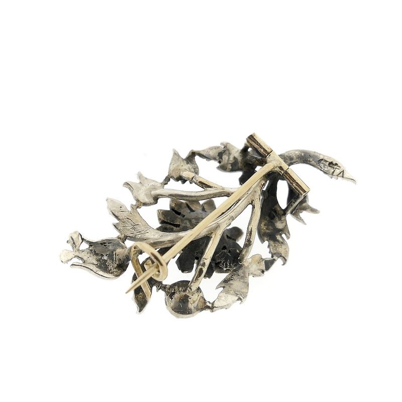 Image 4 of Silver Art Nouveau brooch set with rose-cut diamonds