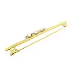 Image 6 of Golden long narrow brooch with pearl and diamonds; 0.10 ct.