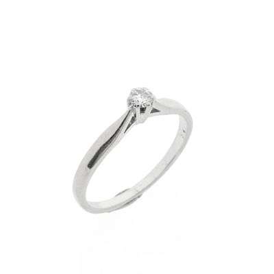 Image 1 of White gold solitaire ring with diamond | 0.10 ct.