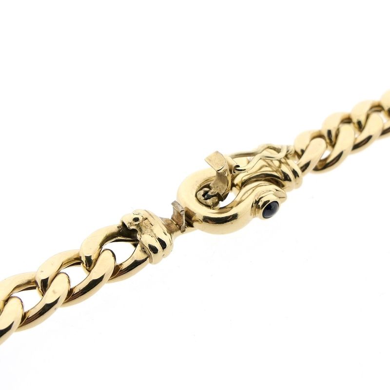 Image 12 of Gold gourmet link necklace with sapphire