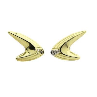 Image 2 of Gold stud earrings with diamond; 0.01 ct.