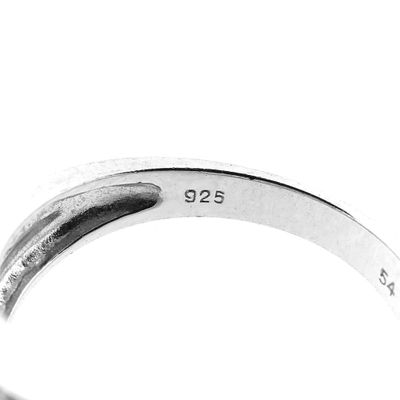 Image 2 of Wide silver crossover ring with zirconia