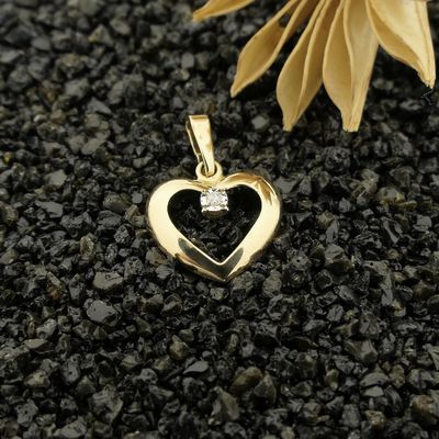 Image 2 of 8K Heart Pendant with Diamond | 0.005 ct.