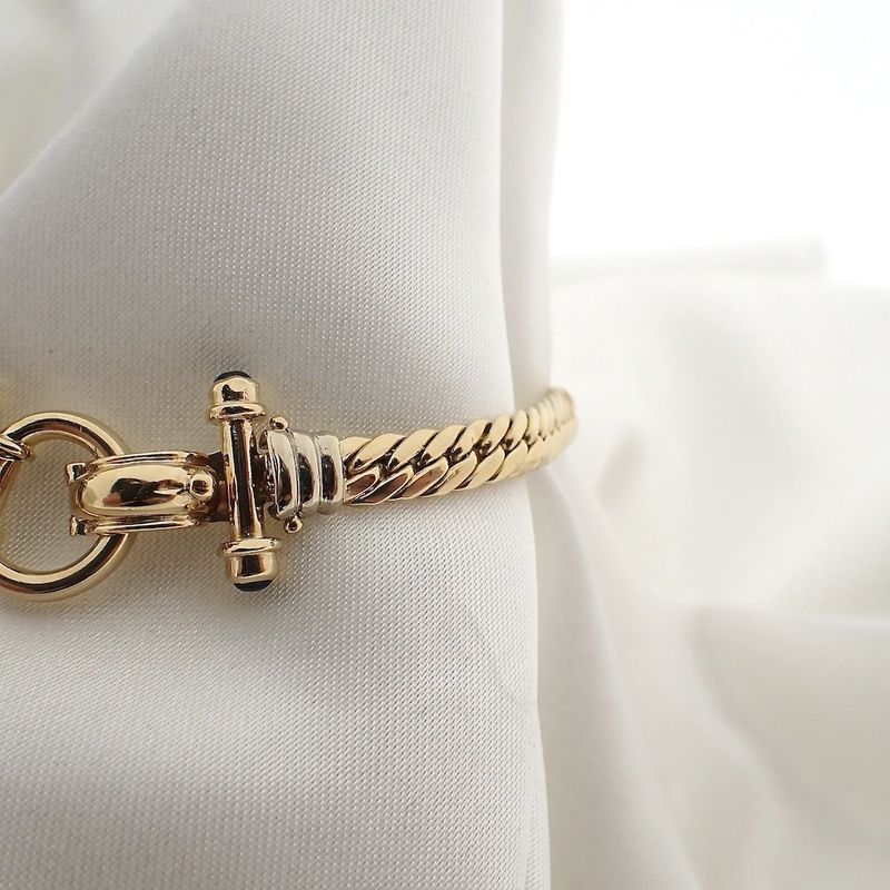 Image 6 of Gold gourmet link bracelet with sapphire; ATASAY | 21 cm