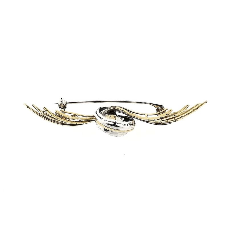 Afbeelding 4 van Bicolor gouden broche met diamanten; 0,60 ct.