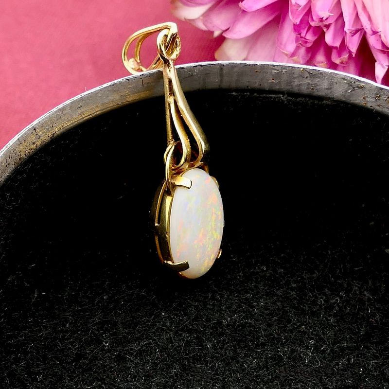 Image 2 of 14 Karat Gold Pendant with Opal