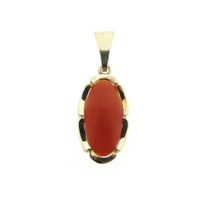 Gold pendant with red coral | Vintage