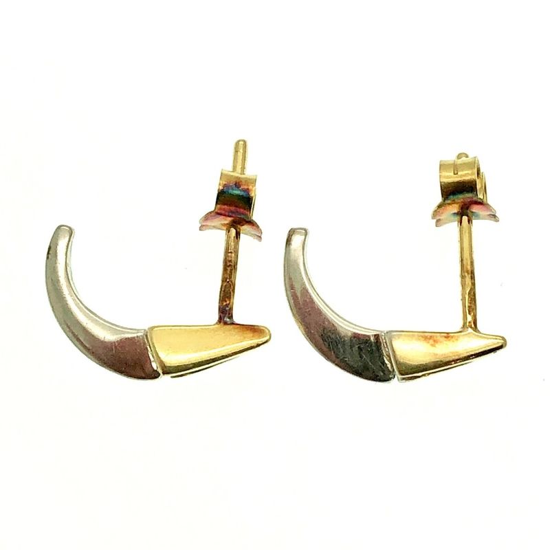 Image 2 of Bicolor gold stud earrings with diamond 0.06 ct.