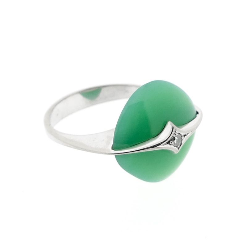 Image 5 of Gold ring with jade and diamond | 0.025 ct.