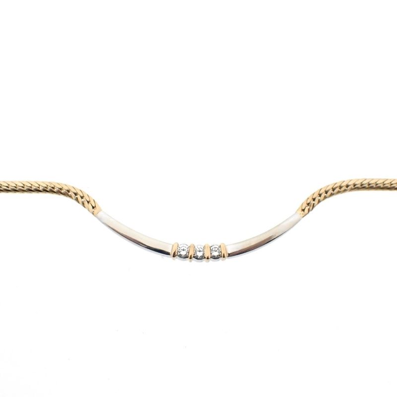 Image 5 of Two-tone gourmet link necklace with diamond pendant; 0.21 ct. | 41.5 cm