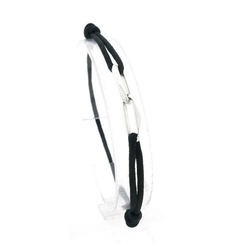 Image 5 of Forever Knots® Black Satin Bracelet with Silver Link