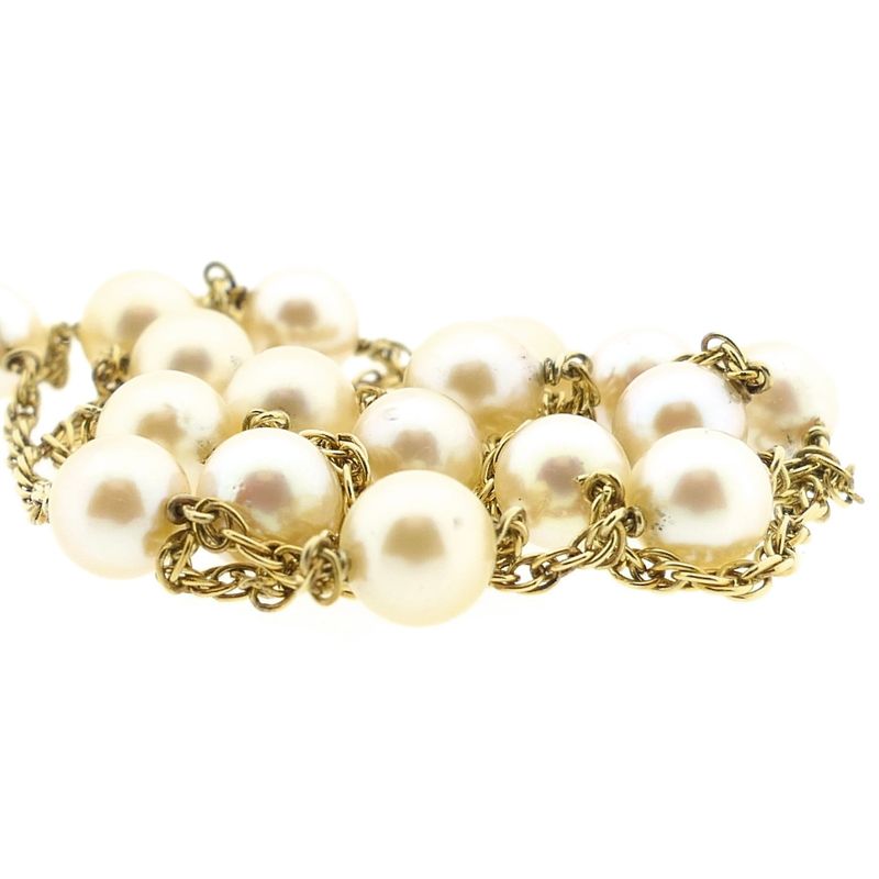 Image 8 of Gold Singapore link chain with pearls