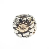Pandora charm; Silver with gold; Lucky Clover