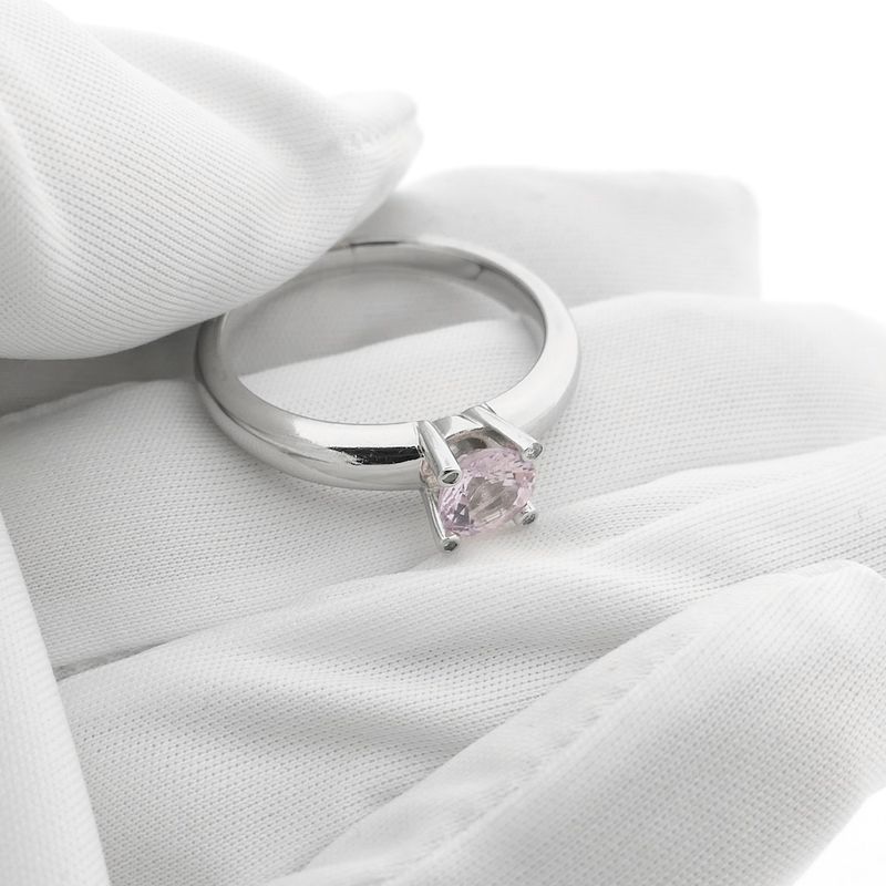 Image 8 of White gold 'Phlox' ring set with pink sapphire and diamonds; Bron Jewelry