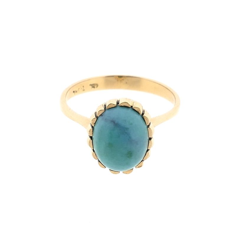 Image 6 of 18 carat gold ring set with turquoise