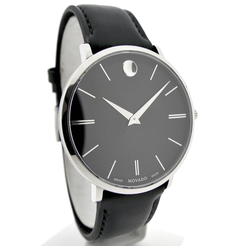 Image 3 of Movado Ulta Slim; Steel men's designer watch with gray dial; 0607086