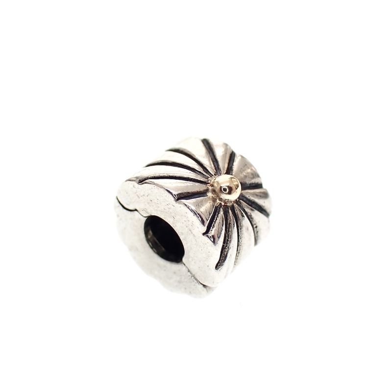 Image 1 of Pandora clip charm; Silver with gold; Sunburst