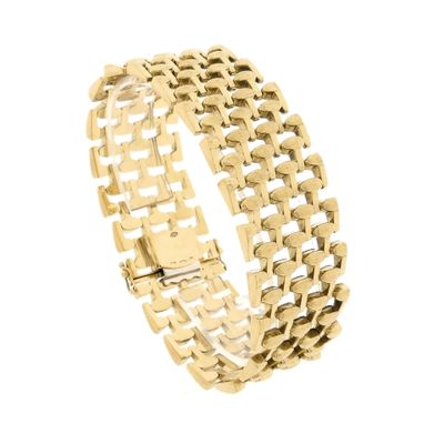 Gold Wide Bismarck Link Bracelet Image 1 of Gold Wide Bismarck Link Bracelet