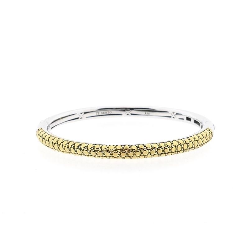 Image 1 of Silver TiSento slave bracelet with gold plating; Size S