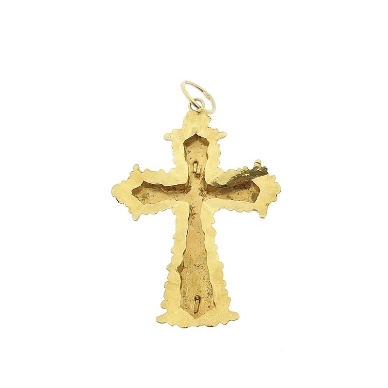 Image 5 of Gold antique pendant of a cross with corpus | INRI