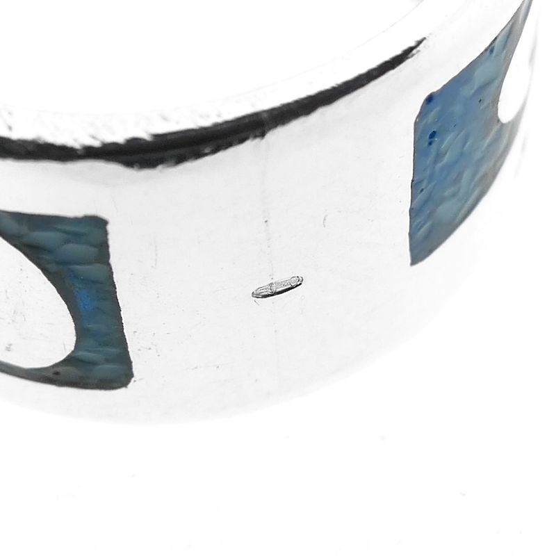 Image 6 of Bombarie silver ring with tribal and blue enamel