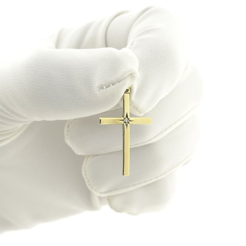 Image 11 of Gold pendant of a cross with diamond | 0.01 ct.