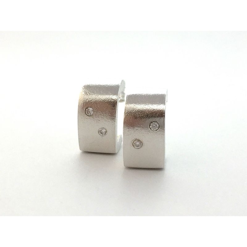 Image 1 of Silver matte earrings with zirconia