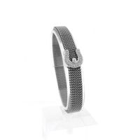 Steel Flex bracelet with white gold charm and diamond | 0.20 ct.
