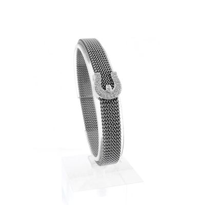 Image 1 of Steel Flex bracelet with white gold charm and diamond | 0.20 ct.