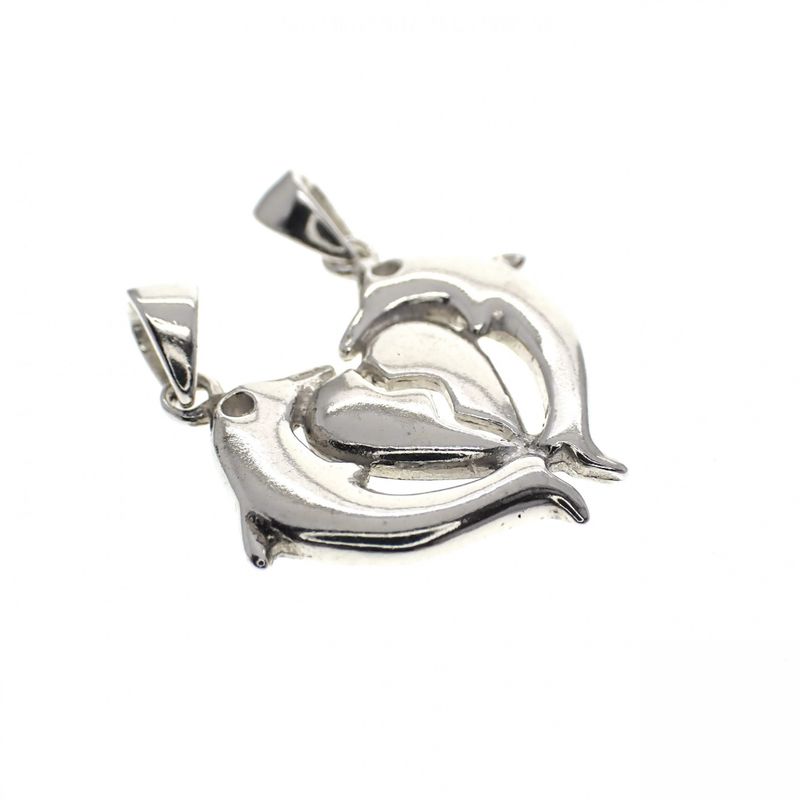 Image 2 of Silver friends pendant; Dolphins