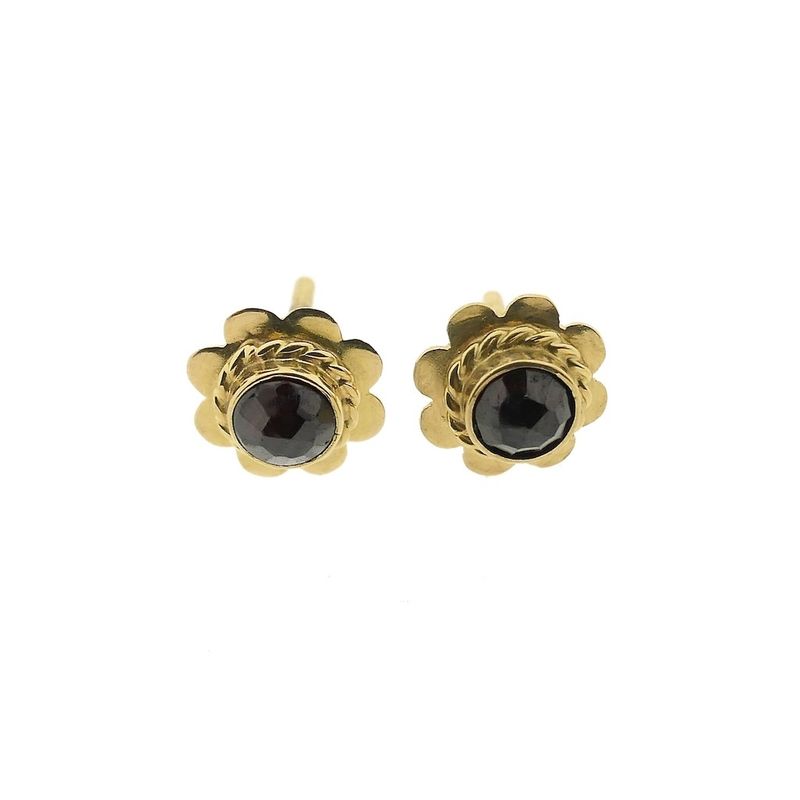 Image 6 of Gold stud earrings with garnet