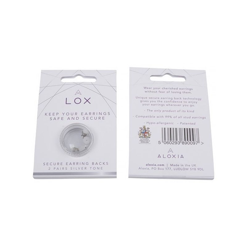 Image 2 of LOX; Safety clasps for earrings; silver-colored (2 pairs)