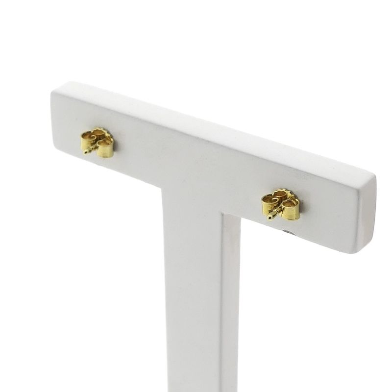 Image 4 of Golden flower stud earrings with diamond; 0.02 ct.