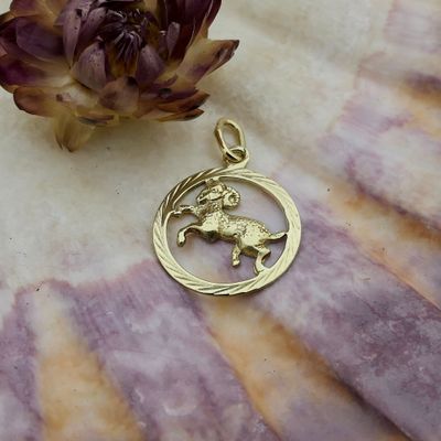 Image 2 of Gold zodiac sign pendant; Aries