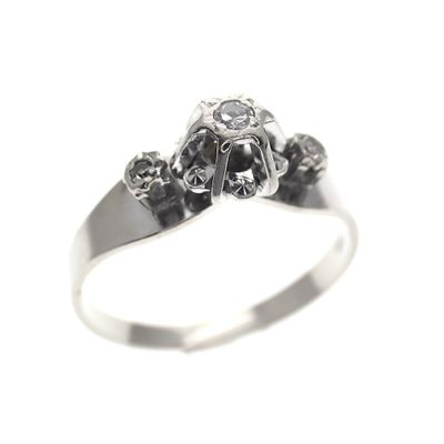 Vintage white gold ring with diamond | 0.06 ct. Image 1 of Vintage white gold ring with diamond | 0.06 ct.