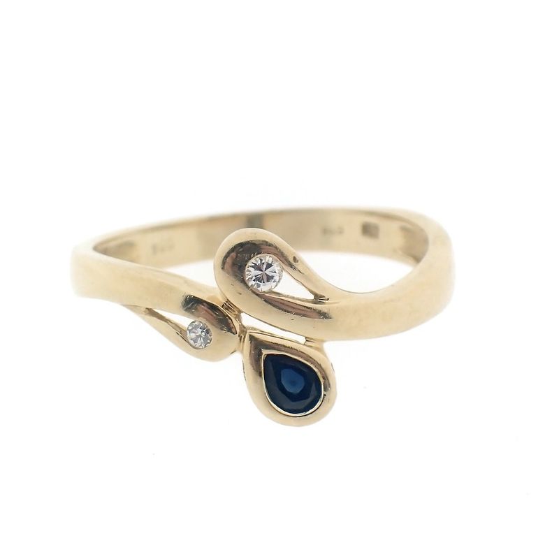 Image 8 of Gold ring with diamonds and sapphire | 0.04 ct.