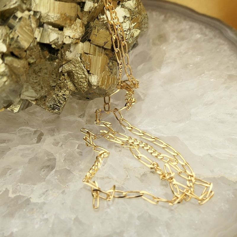 Image 7 of 18K Gold Thin Fantasy Link Chain | 43 cm