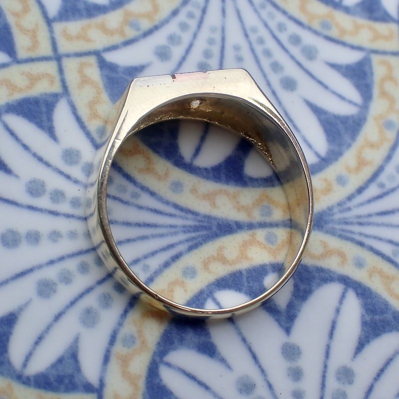 Image 4 of Tricolor gold men's signet ring with zirconia